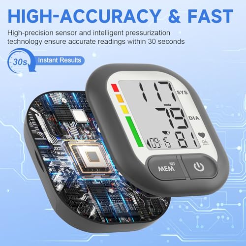 Adjustable Wrist BP Monitor, Large Digital Display, 199 Memory, Batteries Included - Home Use, Carrying Case - Grey