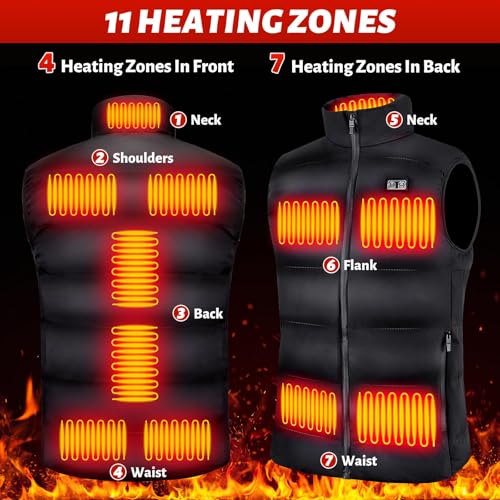 Men's Heated Vest, 17 Heating Zones, Rechargeable 7.4v Battery