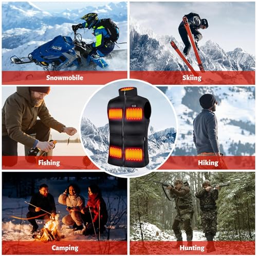 Men's Heated Vest, 11-17 Heating Zones, Rechargeable Battery