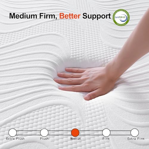 CoolDream 20cm Memory Foam Mattress for Double Bed, Pressure Relief, Cooling Tech, Removable Cover - 135x190 cm