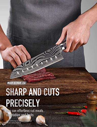 AIRENA Santoku Knife: Japanese Carbon Steel, Razor Sharp, Ergonomic Handle - Home & Restaurant Kitchen Essentials