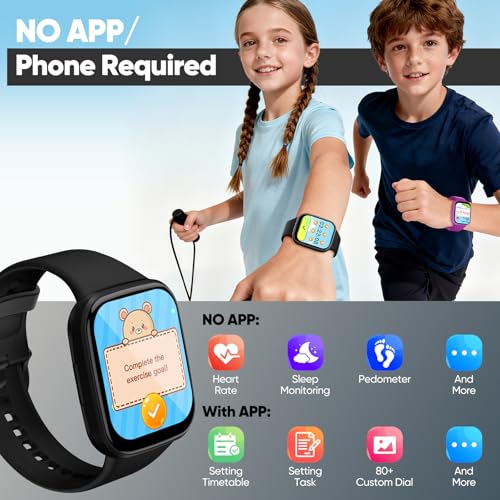 Kids SmartWatch Fitness Tracker HD Touchscreen Heart Rate Sleep Monitor IP68 Waterproof App Gifts 4-12