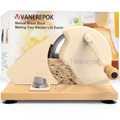 Versatile Hand Crank Bread Slicer for Sourdough & Crusty Bread - Stainless Steel, Adjustable Width - Homemade & Commercial