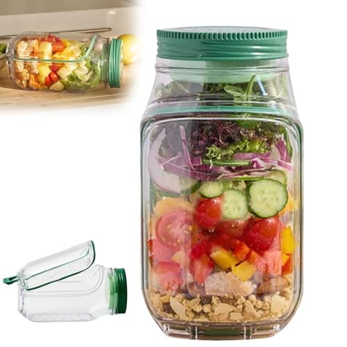 Salad Pod Jar with Built-in Bowl Design - Portable Container for Fresh Breakfast Fruit Storage