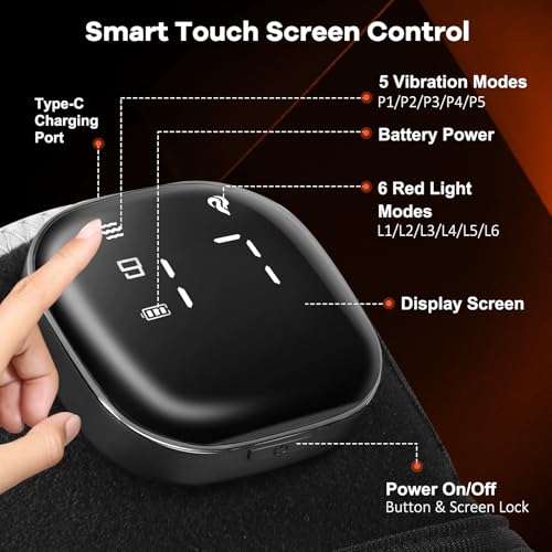AFFLAT Red Light Therapy & Vibration Massage Knee Brace - Pain Relief, Near Infrared Light, Wireless Controller - Knee/Shoulder/Joint/Elbow