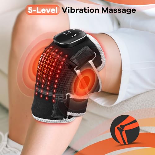 AFFLAT Red Light Therapy & Vibration Massage Knee Brace - Pain Relief, Near Infrared Light, Wireless Controller - Knee/Shoulder/Joint/Elbow