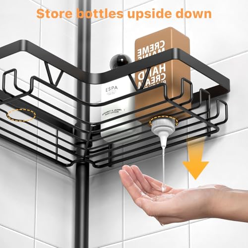 Kegii Telescopic Corner Shower Caddy Organizer with Toothbrush Holder - Rustproof Bathtub Shelf for Inside Shower, Adjustable Height