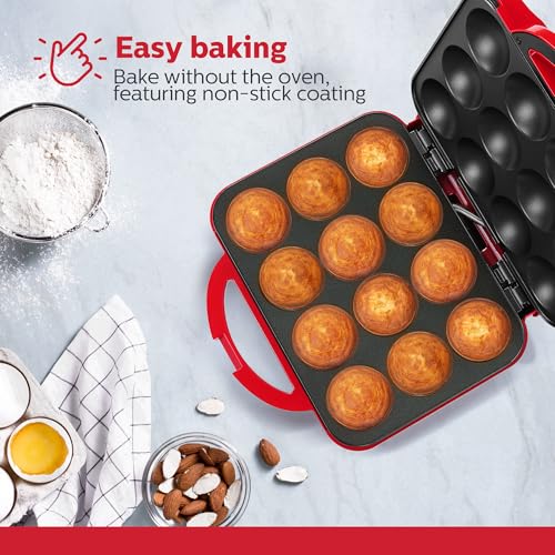 Holstein Cupcake Maker: Stainless Steel, Red, Quick Baking