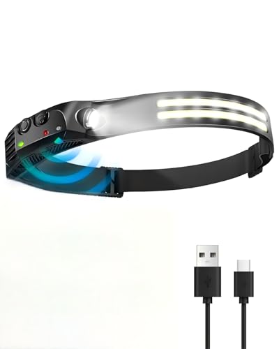 Rechargeable LED Headlamp with Motion Sensor for Camping & Hiking