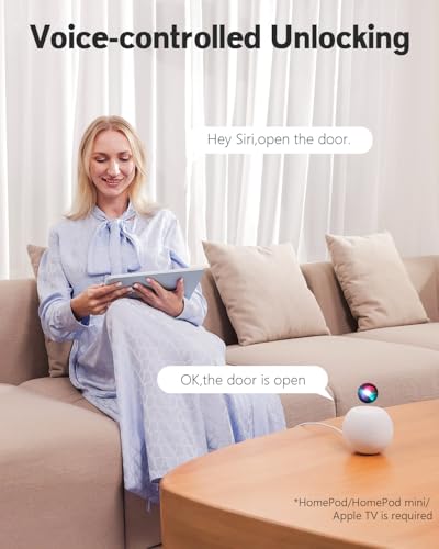 Apple Home Safety Deadbolt, Fingerprint Smart Lock with Wi-Fi, Touchscreen Keypad - Front Door Security