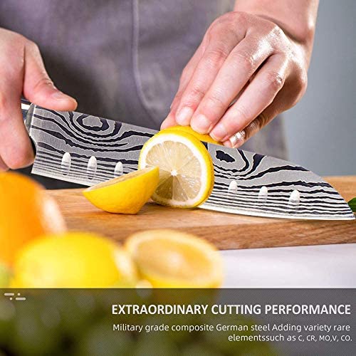 Joyspot 7 inch Santoku Knife: Ultra Sharp Japanese Chef - High Carbon Stainless Steel - Ergonomic Wood Handle