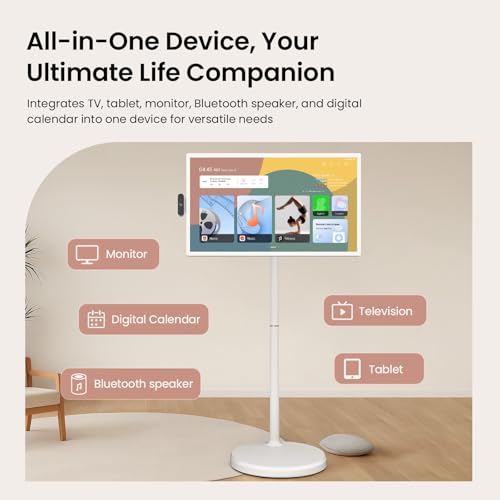 ApoloSign 32 inch Smart Portable TV: FHD, Android 14, Voice Remote, Swivel Rotation