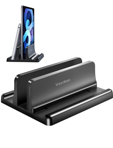 VAYDEER Vertical Laptop Stand: Adjustable Desktop Holder for MacBook Pro Air, HP, Dell, Surface, Lenovo - Space-Saving Dock up to 17.3 inch