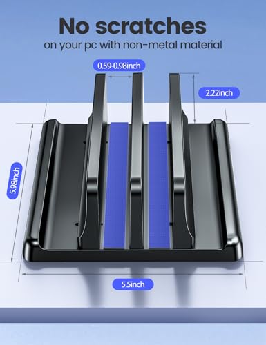 Vaydeer Vertical Laptop Stand: Dual Slot Plastic Holder, Space Saving Design - Adjustable Stand for MacBook, Chromebook, Surface