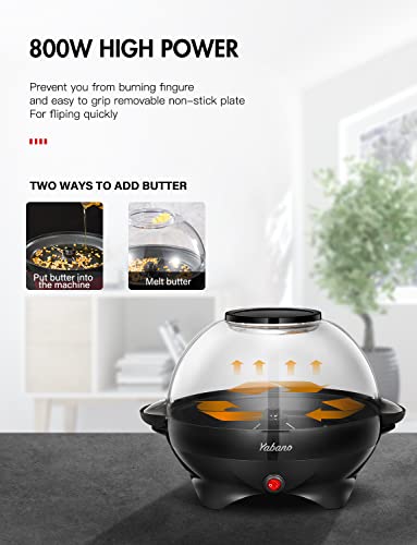 Yabano Popcorn Maker Machine 5L, Electric Stirring, Nonstick Plate, Quick-Heat, Cool Touch Handles, Less Fat - BLACK