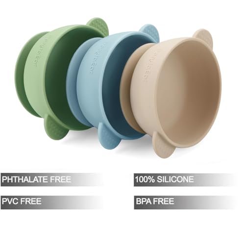 PandaEar Baby Suction Bowls Set| 3-Pack for Toddlers| Soft Silicone, BPA-Free