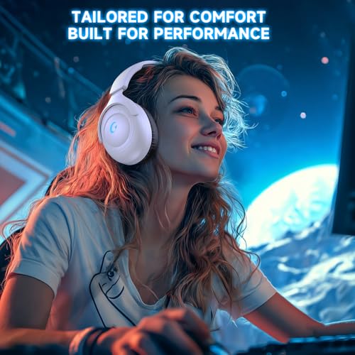 Rumoon Wireless Gaming Headset: 2.4GHz for PC PS5 PS4, Bluetooth Mic, 3D Sound, 45H Battery, Rotatable Headsets