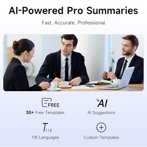 Voice Recorder 64GB Memory, Transcribe & Summarize with AI, 118+ Languages, Magnetic - Ideal for Meetings, Lectures, Calls