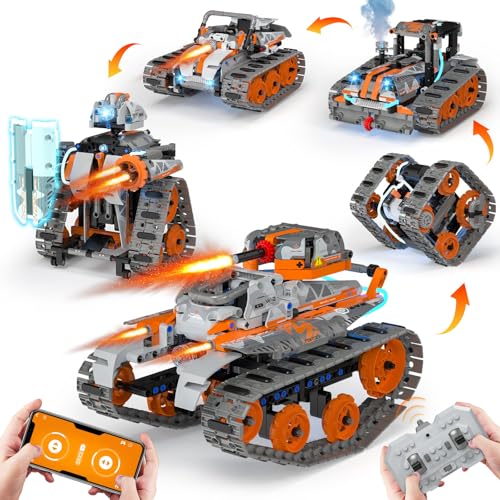 STEM Building Kit: Remote Controlled Mech Robots & Tanks, 552 Pcs DIY Blocks Set for Kids 6-14. Perfect Science Learning Gift.