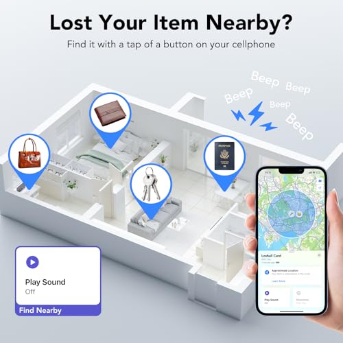 Apple Certified Air Tracker Tag: Bluetooth Finder for Phone, Wallet, Keys, Bags - GPS Item Locator for Passport