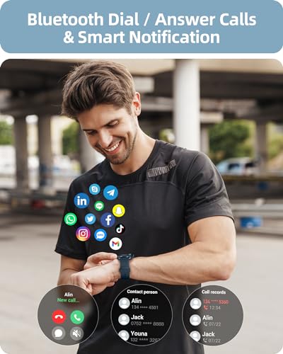 Parsonver Smart Watch: Answer/Make Calls, Fitness Tracker with 100+ Sports Modes, IP68 Waterproof, Heart Rate Monitor, Blue