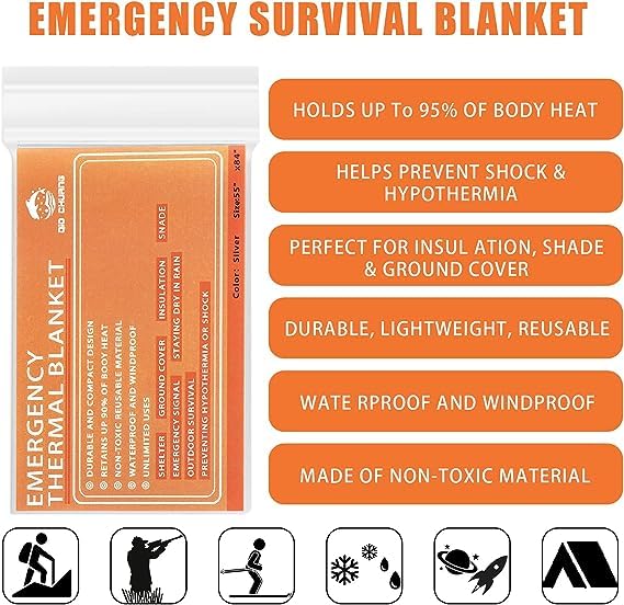 Surviveware Emergency Mylar Blankets: Space Blanket 4-Pack