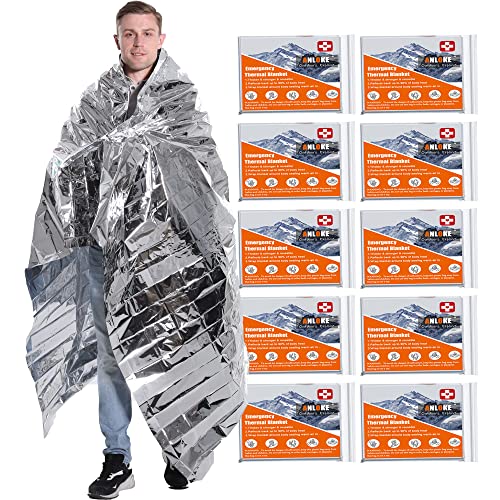 Mylar Thermal Blanket (10 Pack) - Gigantic Space Blanket for Survival & Camping, Heavy Duty First Aid Gear