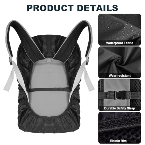 LAMA Waterproof Backpack Rain Cover, Reflective Protector, Anti-Dust, Anti-Theft, 30-40L, Black