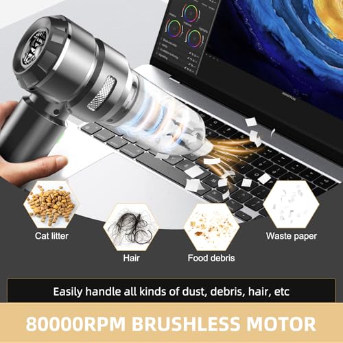 Portable 22000Pa Handheld Vacuum Cleaner with 3-Speed Motor - Dual Filters, Multiple Brush Heads - Home, Car, Office, Kitchen, Pet Hair