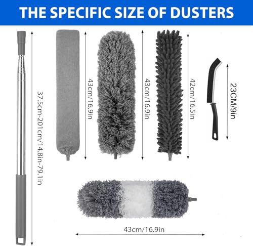 Extendable Bendable Feather Duster with 100" Extension Pole - Ideal for Ceiling Fan & Furniture Cleaning