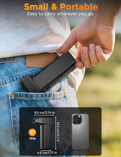 Super Power Cordless Air Duster - 150000RPM, 3 Gear Blower, LED Light - Laptop, Keyboard, Car - 5 Nozzles