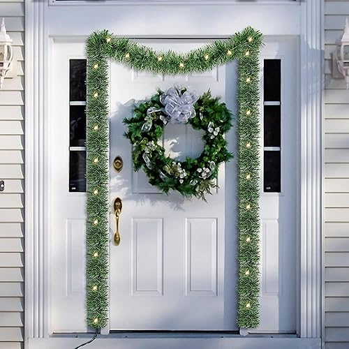 Christmas Door Garland Kit 18FT with 70 LED Lights Warm White