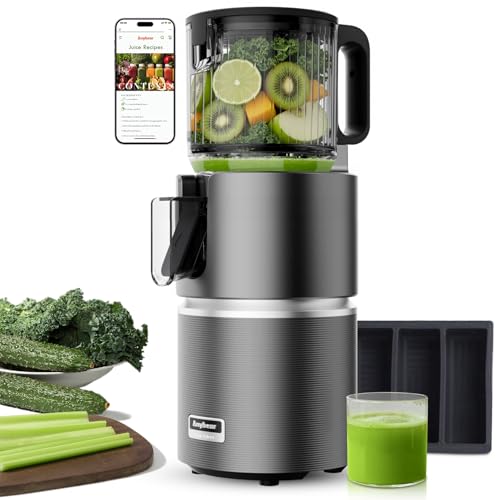 Anybear Cold Press Juicer 4.9 Inch Feed Chute, 350W Masticating Machine for Whole Fruits & Veggies, High Yield, BPA-Free Tritan