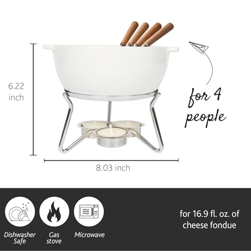Boska Cheese Fondue Set: Microwave-Safe Ceramic Pot for 4