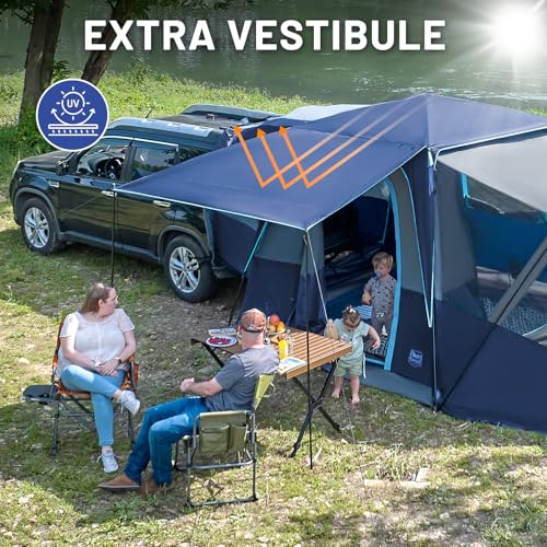 TIMBER RIDGE SUV Tent with Screen Porch & Awning for Family Camping, Weather Resistant, Portable 13ft x 10ft x 7.1ft