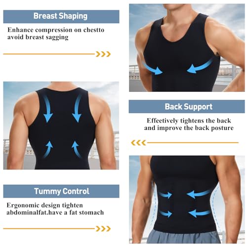 SLIMBELLE Men's V-Neck Slimming Vest for Tummy Control & Compression