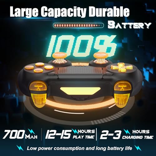 FOIRCEADAL RGB Wireless Controller for PS4 Gamepad with 6-Axis Motion Sensor & Turbo Touch Pad