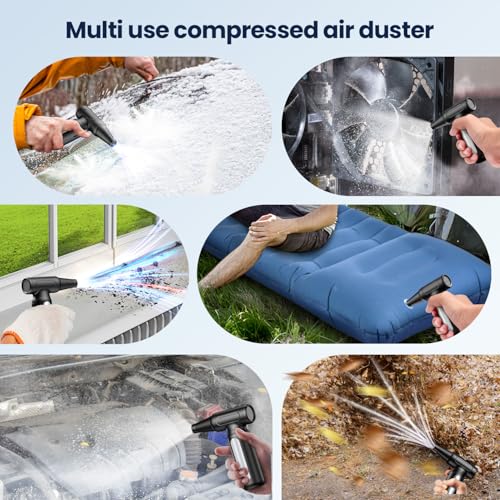 PowerCordless Air Blower Duster, USB Rechargeable Dust Cleaner - 3-Gear Adjustable for PC, Keyboard, House, Car