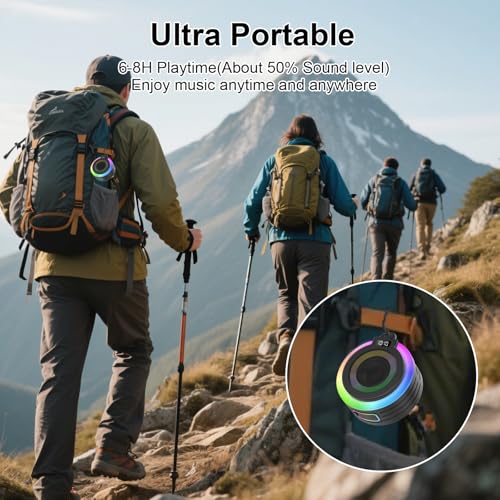 Portable Bluetooth Shower Speaker, Stereo Sound, Mic, IPX7 Waterproof, Wireless Bluetooth 5.4, Bathroom, Party