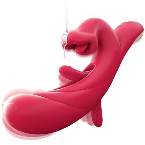 Rose 3-in-1 Clitoral Stimulator Vibrator for Women - 10 Tongue & 10 Flapping Modes - Rabbit Vibrators for Couples