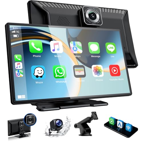 Volam Wireless Car Stereo 9 inch Screen, CarPlay & Android Auto, Dashcam, Navigation, Voice Assistant, Bluetooth, FM