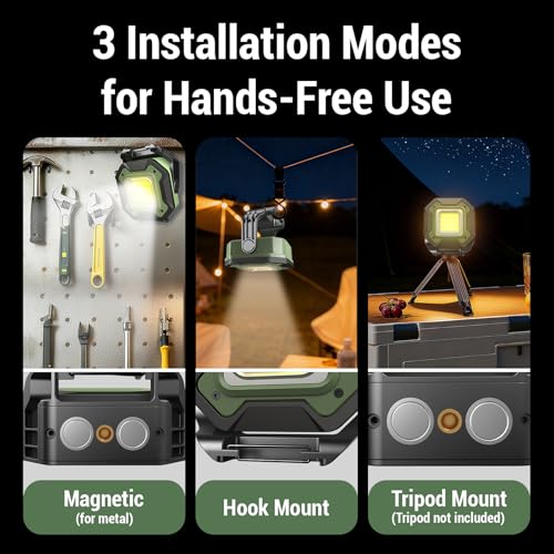 Brand Rechargeable LED Work Light: 16-Hour Long-Lasting Portable Flashlight for Car Repair & Camping, Magnetic, Waterproof