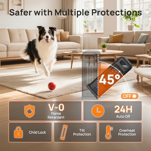 Smart Portable Electric Heater, WiFi, Voice Control, 12H Timer, 4 Modes - Indoor Space Heaters 1500W PTC Ceramic - Office, Home