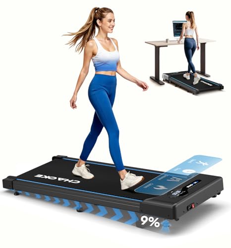 CHAOKE Walking Pad Treadmill: 9% Incline, Under Desk, 10KM/H Speed, 2.75HP Motor, 150kg Capacity, 12 HIIT Programs