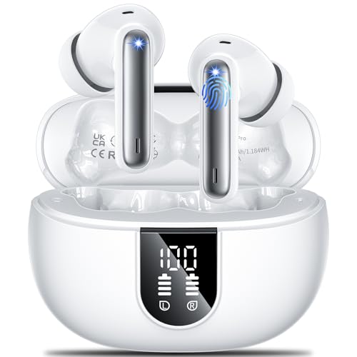 FX Wireless Earbuds Bluetooth 5.3, ENC Noise Cancelling, HiFi Stereo, 42H Playtime, LED Display, IP6 Waterproof