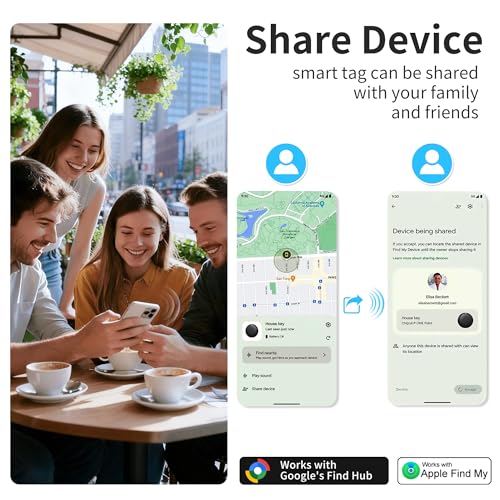 Smart Tags Bluetooth Luggage Tracker, Works with Apple Find My, Android & iOS, Item Finder for Travel, Commute, Backpack - 4 Pack