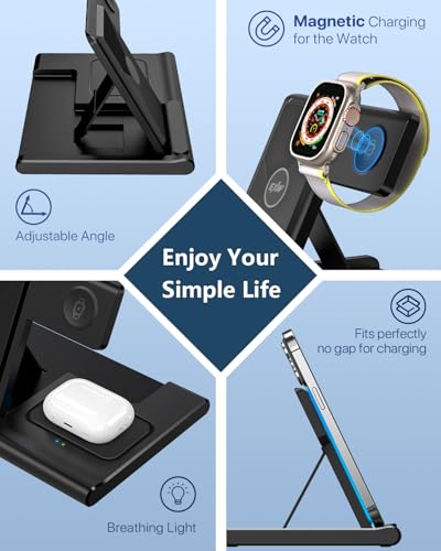 EXW 3-in-1 Wireless Charger for iPhone & AirPods Pro - Fast Charging Stand for Apple Watch - No Plug - ChatGPT Friendly