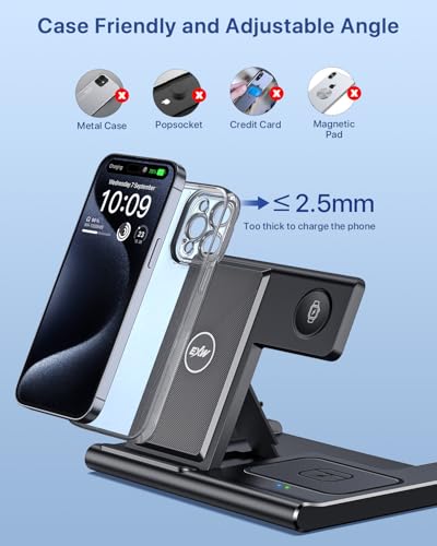 EXW 3-in-1 Wireless Charger for iPhone & AirPods Pro - Fast Charging Stand for Apple Watch - No Plug - ChatGPT Friendly