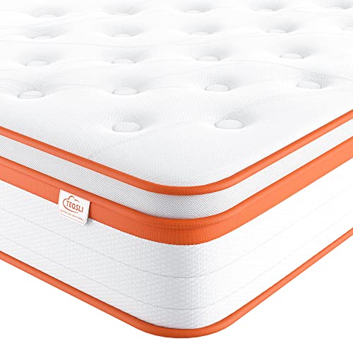 TeQsli 3FT Single Mattress, Gel Memory Foam, 7 Zone Orthopedic - Medium Firm, Pocket Sprungs, Motion Isolation - 90x190 cm