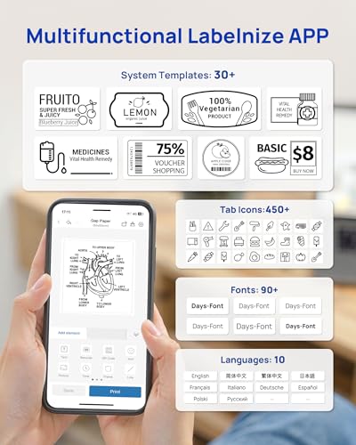 Label Maker PM260 - Bluetooth Printer for Home & Office Organization